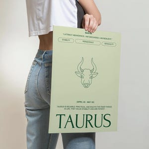 TAURUS Star Sign Instant Download Print | Minimalist Zodiac Wall Decor | Spiritual Astrology Poster | Gift for Her | DIGITAL DOWNLOAD