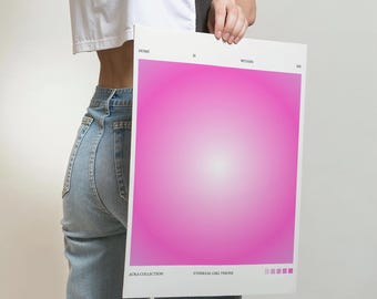 Impresión de aura con degradado rosa / Decoración de pared espiritual (Descarga digital)