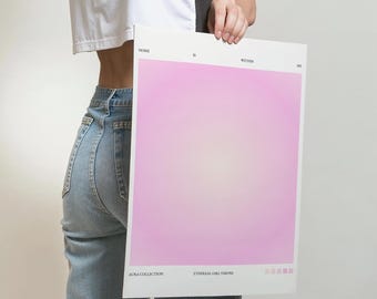 Lámina artística con degradado de aura rosa / Decoración espiritual para el hogar (descarga digital)