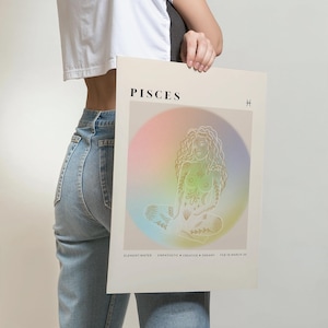 PISCES Star Sign Instant Download Print | Aura Gradient Poster | Zodiac Art Printable | Spiritual Wall Art | Gift For Her | DIGITAL DOWNLOAD