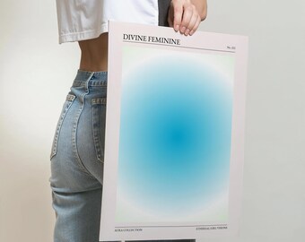 Blue Aura Gradient Print, Feminine Energy Spiritual Art (Digital Download)