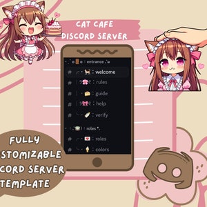 Cat Cafe Themed Discord Server | Aesthetic Discord Server Template | Kawaii Custom Discord Server | Premade Discord Server Instant download