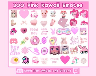 200 Pink Kawaii Emotes for Twitch and Discord | Cute Anime Pink Emotes | Aesthetic Emojis/Emotes | Discord/Twitch Emotes Kawaii Anime Girl