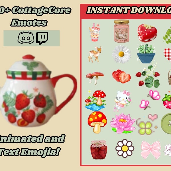 100+ Cottagecore Emotes for Twitch and Discord | Cute/Aesthetic Emojis | Cozy Custom Emotes | Discord/Twitch Kawaii Emojis Fairycore