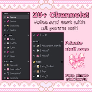 Cute And Simple Discord Template INSTANT DOWNLOAD For Twitch Streamer Premade Kawaii Pink Aesthetic Server