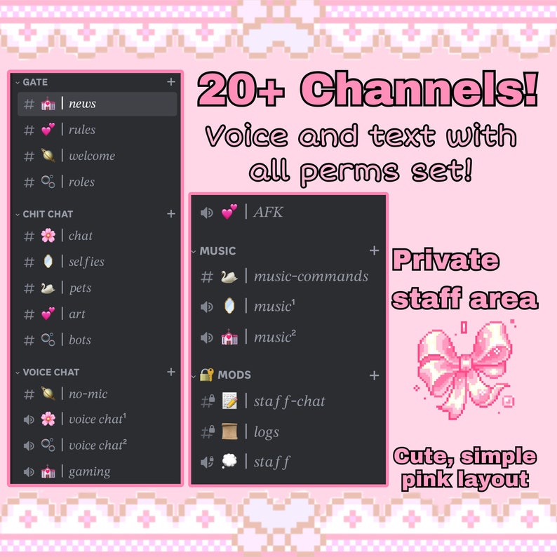 Cute and Simple Discord Template INSTANT DOWNLOAD for Twitch Streamer Cute and Simple Discord Template INSTANT DOWNLOAD for Twitch Streamer