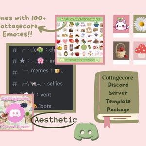 Cottageccore Discord Server Template with 100+ emotes | Discord Server Bundle | Discord/Twitch Emotes | Discord Server for Twitch Streamer