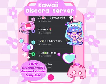 Plantilla de Discord estética Kawaii DESCARGA INSTANTÁNEA / Servidor de Discord prediseñado para transmisores de Twitch Servidor Kidcore lindo y colorido
