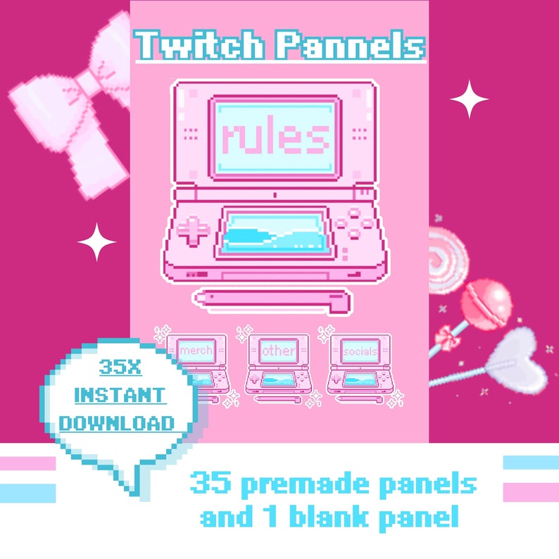 36 Kawaii Twitch Panels Cute Pixel Art Pemade Twitch Panels Aesthetic