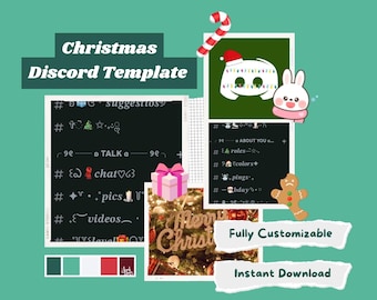 Plantilla de servidor de Discord con estética invernal para streamers de Twitch / Servidor de Discord con estética navideña / Plantilla de Discord de Twitch DESCARGA INSTANTÁNEA