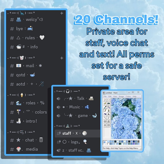 Aesthetic Blue Discord Server Template, 20+ Channels (Instant Download)
