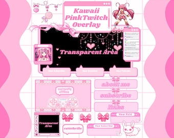 Kawaii Pink Twitch Overlay – Animated Stream Graphics for Gamers & VTubers