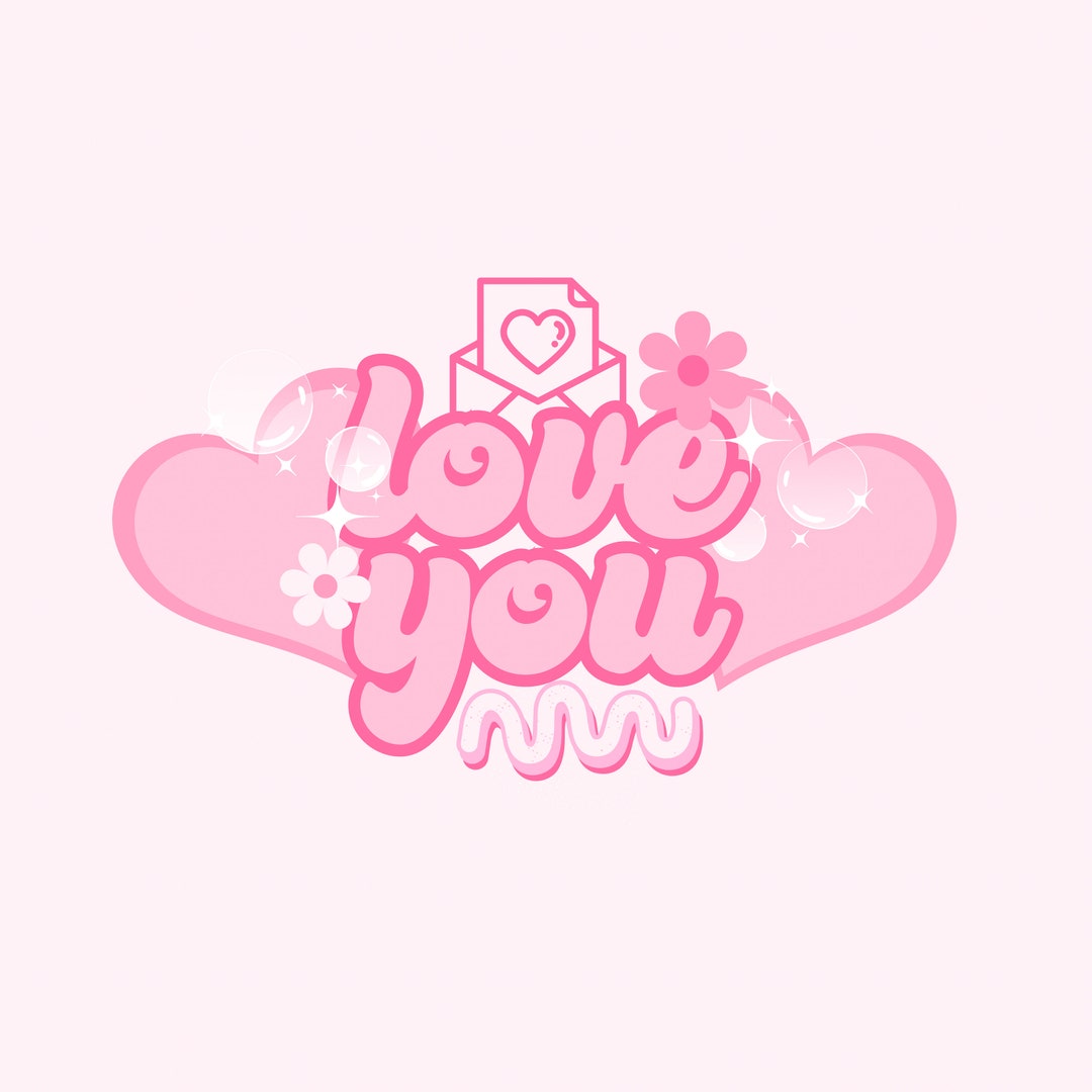 Editable Kawaii Pink Logo in Canva Template Love/heart Aesthetic for