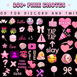 250+ kawaii pink emotes for twitch streamer | Pink aesthetic emotes for discord server | Big emotes pack | Kawaii emotes for discord server