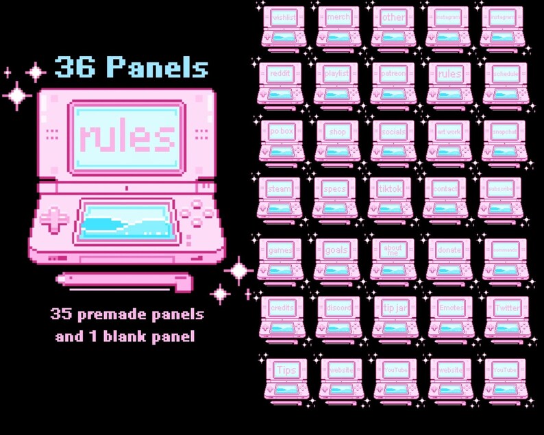 36 Kawaii Twitch Panels Cute Pixel Art Pemade Twitch Panels Aesthetic