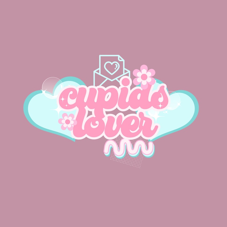 Editable Kawaii Pink Logo in Canva Template Love/heart Aesthetic for