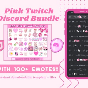Pink Aesthetic Discord Server Bundle with 200 emotes | Discord Server Template | Discord/Twitch Emotes | Custom Gaming Discord Server