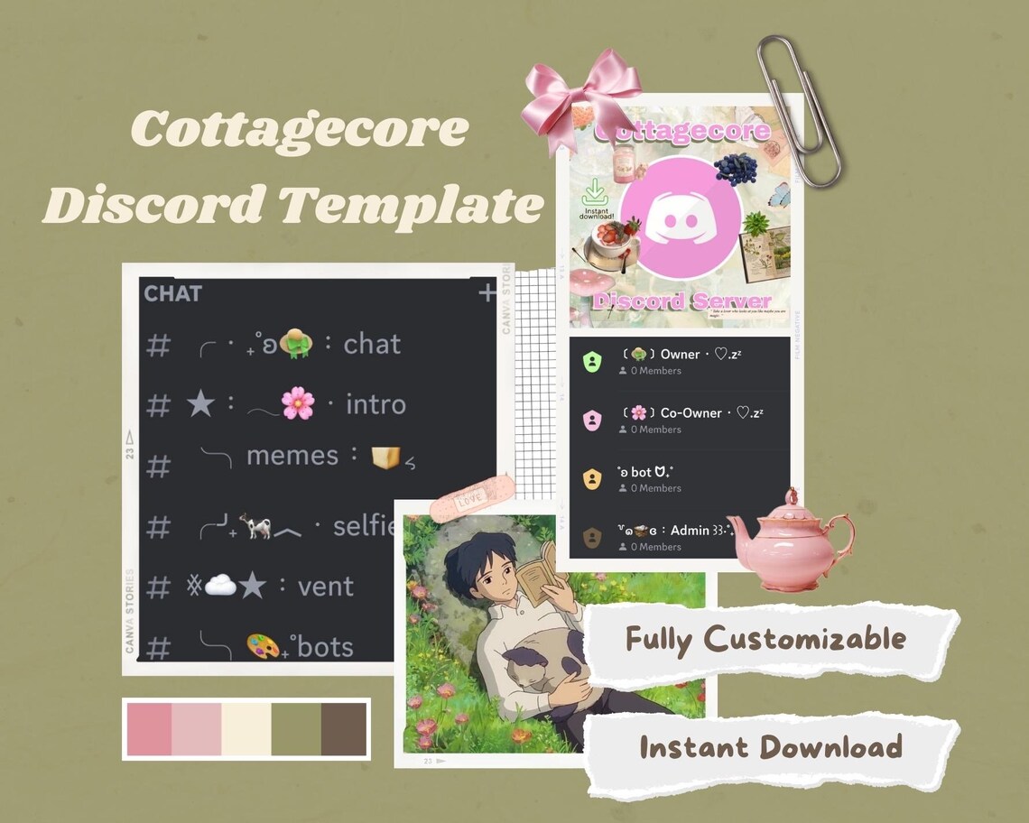 Cottagecore Aesthetic Discord Template Cute Discord Server Etsy