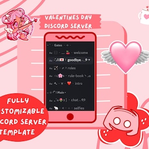 Valentines Day Discord Server For Twitch Streamers | Aesthetic Lovecore Discord Server Template || Custom Valentines Love themed Discord