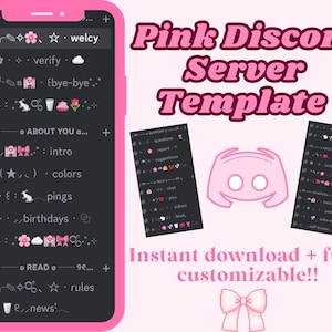Pink and White Aesthetic Discord Server For Twitch Streamer | Discord Server Template | Discord Twitch Server | Custom Gaming Discord Server