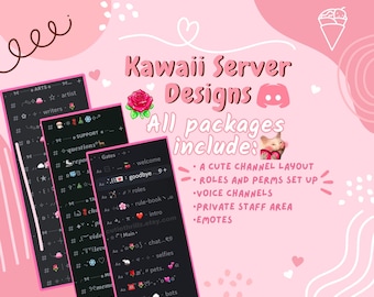 Servidor de Discord kawaii PERSONALIZADO para transmisores de Twitch / Servidores de Discord personalizados / Servidor de Discord de Twitch / Servidor de Discord de juegos personalizado