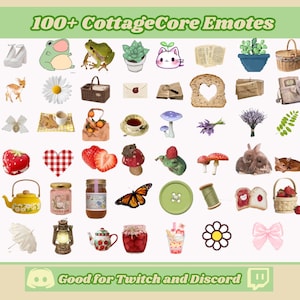Mais de 100 Emotes Cottagecore para Twitch e Discord | Emojis fofos/engraçados | Emotes estéticos personalizados | Emojis Fairycore para Discord/Twitch