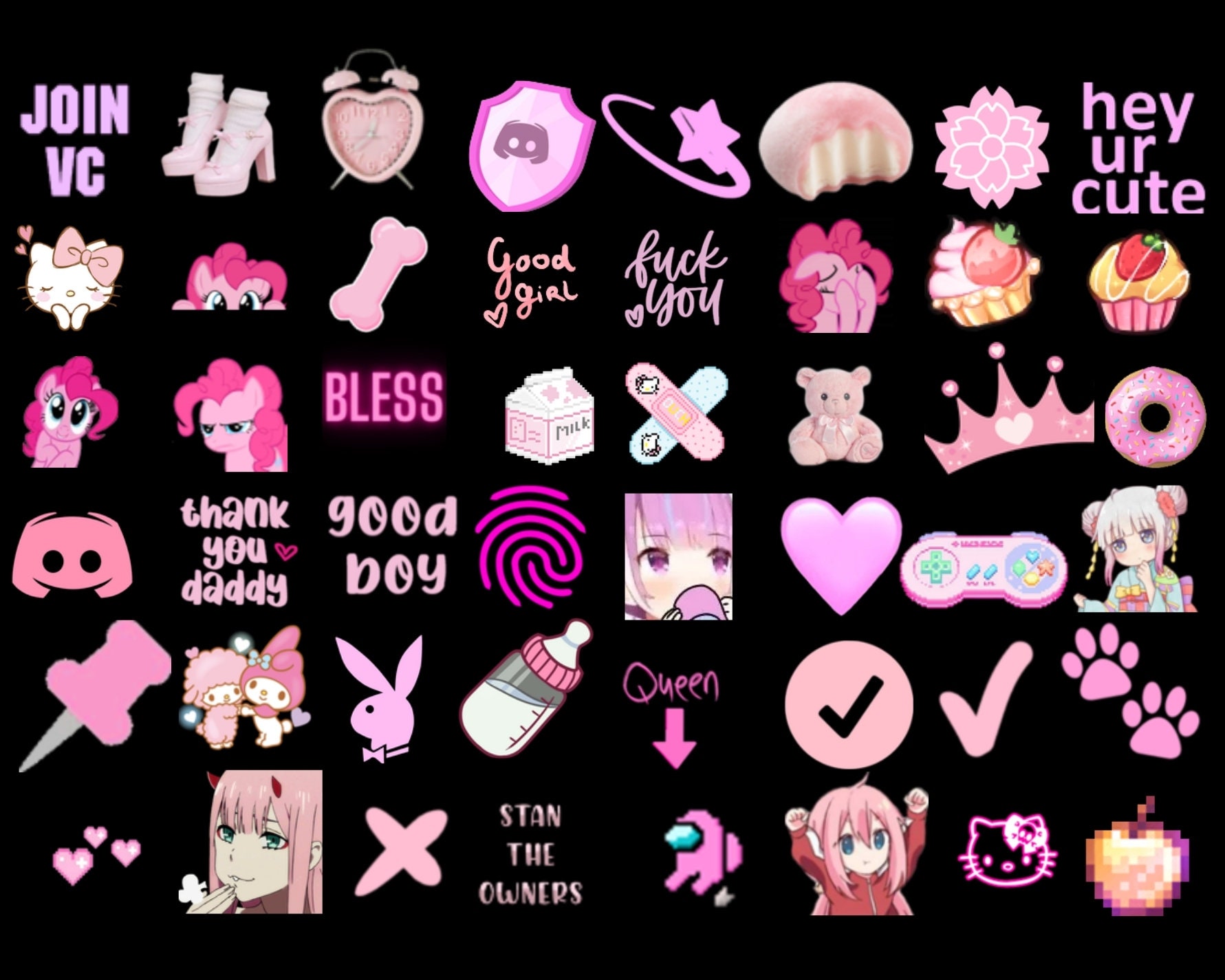 200 Pink Kawaii Emotes for Twitch and Discord Cute Anime Pink Emotes