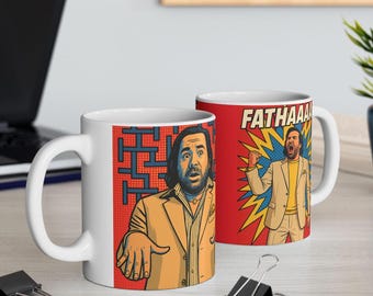 Douglas Reynholm Pop Art Tasse | IT Menge FATHAAAA Büro Pose | Lustige britische Komödie Kaffeetasse | 11 Unzen | 15oz lustige Keramiktasse