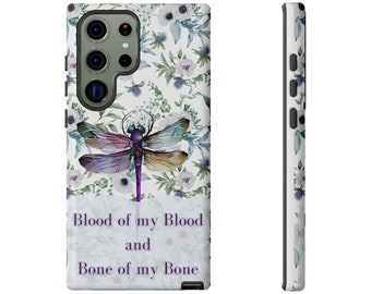 Outlander Tough Phone Case | Dragonfly & Scottish Thistle with Celtic Vow Blood of My Blood Bone of My Bone | Samsung, iPhone, Google Models