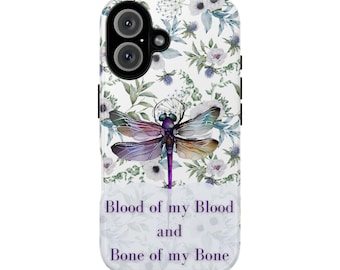 Outlander Tough Phone Case | Dragonfly & Scottish Thistle with Celtic Vow Blood of My Blood Bone of My Bone | Samsung, iPhone, Google Models