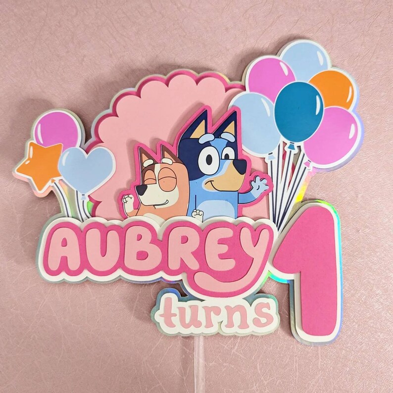 Bluey Cake Topper Cake Decor Cake Sign happy Birthday Etsy