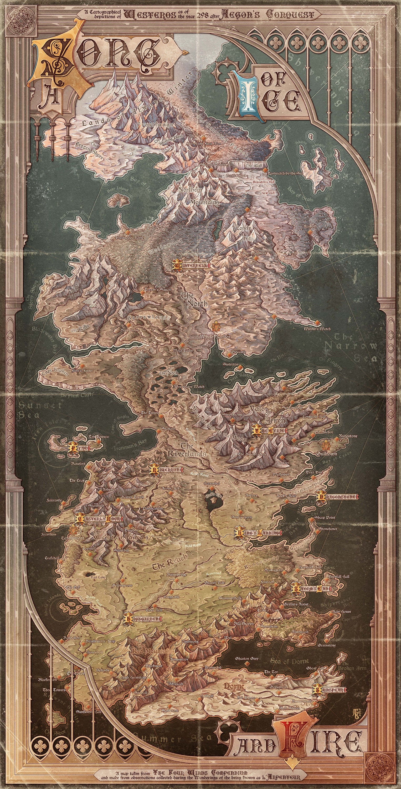 A Song of Ice and Fire Map of Westeros - Etsy