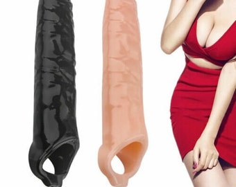 11"Male Cock-Girth-Enlarger-Enhancer-Penis-Extension-Extender-Sheath-Sleeve