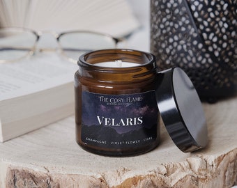 Velaris - Bookish Candle | Champagne and Violet Flower | Book Merch | Gift for Reader | A Court of Thorns and Roses | ACOTAR | ACOMAF | SJM