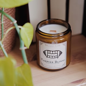 Sang de Vampire - Bougie littéraire | Inspirée des vampires | Cadeau pour les amoureux des livres | Bois de Santal & Cerise