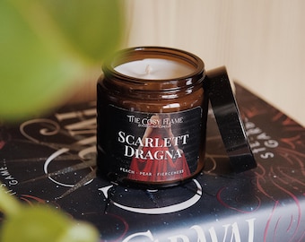 Scarlett Dragna – Bookish Candle | Book Merch | Book Lover Gift | Inspired by Books| Caraval | Legendary | Finale | Fantasy | Peach & Pear