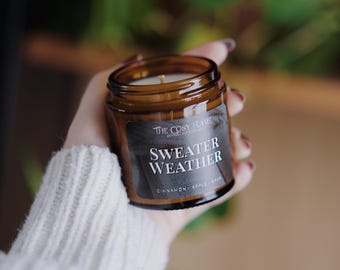 Sweater Weather – Autumn Candle | Soy Wax Candle | Autumn Lover Gift | Fall Lover Gift | Cosy Candle | Bookshelf Decor | Cinnamon & Apple