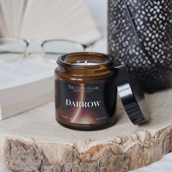 Darrow – Bookish Candle | Sandalwood and Orange | Book Merch | Gift for Reader | Inspired by Books | Red Rising | Golden Son | Morning Star