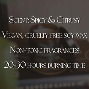 Katniss Everdeen - Bookish Candle | Book Merch | Gift for Reader | The Hunger Games | Catching Fire | Mockingjay | Lemon & Cinnamon image 3