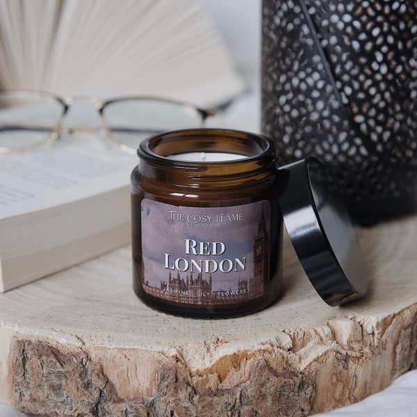 Londres Rouge - Bougie Livresque | Jasmin et Lys | Cadeau Amoureux Livres | Inspiré par des Livres | Shades of Magic | Threads of Power