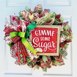 Christmas wreath, Holiday wreath, Christmas gift, Christmas cookie wreath, Christmas deco mesh wreath, Christmas front door wreath