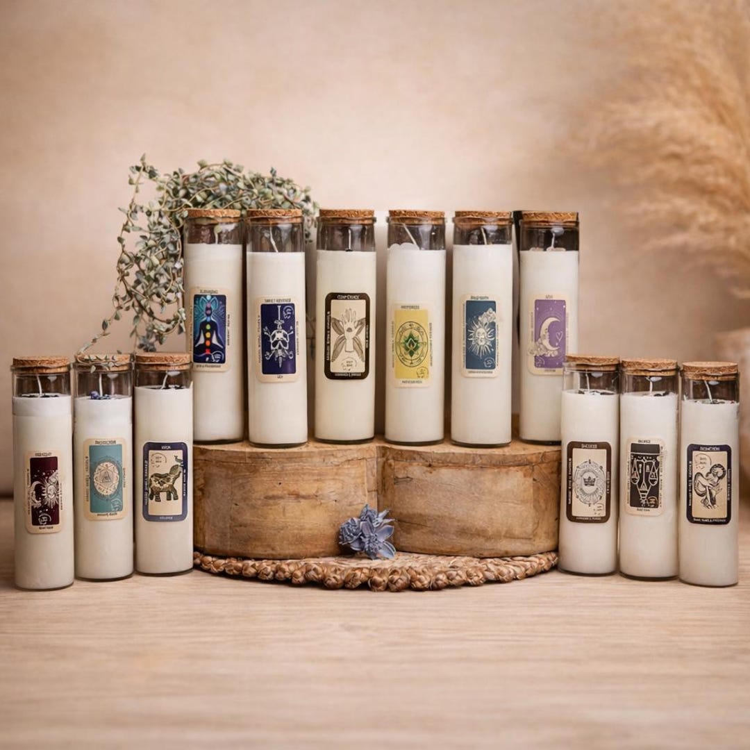 Manifestation Candle | Crystal Infused Soy Wax Ritual Candle ...