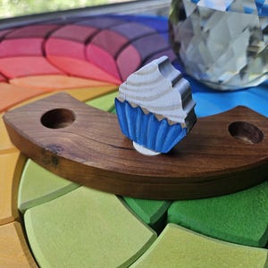Cupcake With Frosting - Waldorf Birthday Ring Ornaments for Birthdays and Holidays