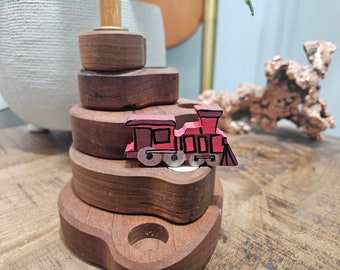 Red Train - Waldorf Birthday Ring Ornaments for Birthdays and Holidays