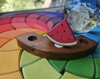 Yummy Ripe Watermelon - Waldorf Birthday Ring Ornaments for Birthdays and Holidays