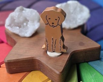 Happy Dog - Waldorf Birthday Ring Ornaments for Birthdays and Holidays