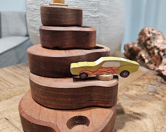 Mini Race Car - Waldorf Birthday Ring Ornaments for Birthdays and Holidays