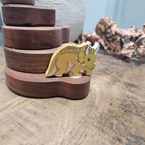 Golden Triceratops  - Waldorf Birthday Ring Ornaments for Birthdays and Holidays