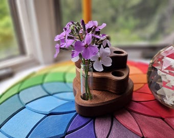 Mini Glass Vase for Waldorf Birthday Ring Decorations – Nature Table Accessory, Wooden Celebration Ring, Seasonal Display