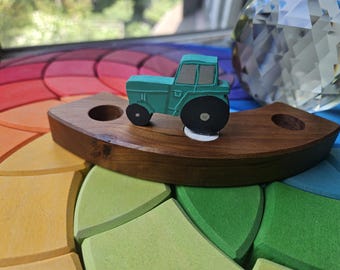 Green Tractor - Waldorf Birthday Ring Ornaments for Birthdays and Holidays